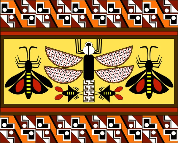 アメリカ ・ インディアンの民族パターン: アステカ、マヤ、インカ。ベクトル図 — ストックベクタ