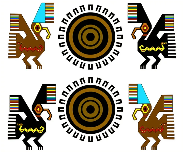 Ethnic pattern of American Indians: the Aztecs, the Mayans, the Incas (en inglés). Ilustración vectorial — Vector de stock