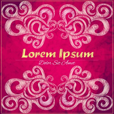 Vektör süs çerçeve. Pembe kart.