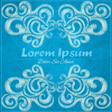 Vektör süs çerçeve. Mavi kart.