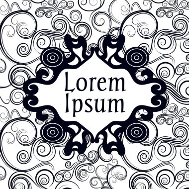 Vektör süs çerçeve. Mavi ve beyaz kart. 