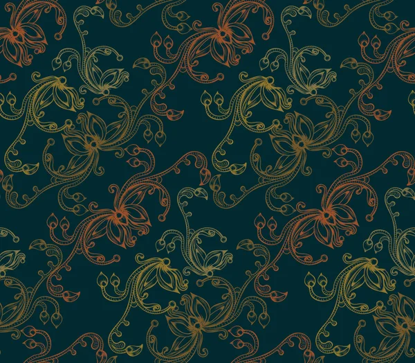 Patrón sin costura con ornamento floral eclosionado . — Vector de stock