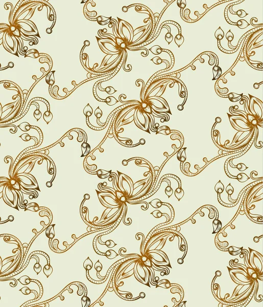 Απρόσκοπτη μοτίβο με διαγράμμιση floral στολίδι. — Διανυσματικό Αρχείο
