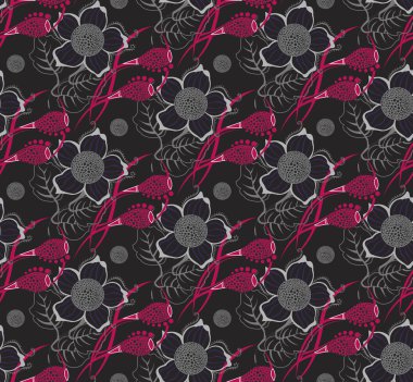 Çiçek seamless modeli. Çizilmiş Çiçekler teslim