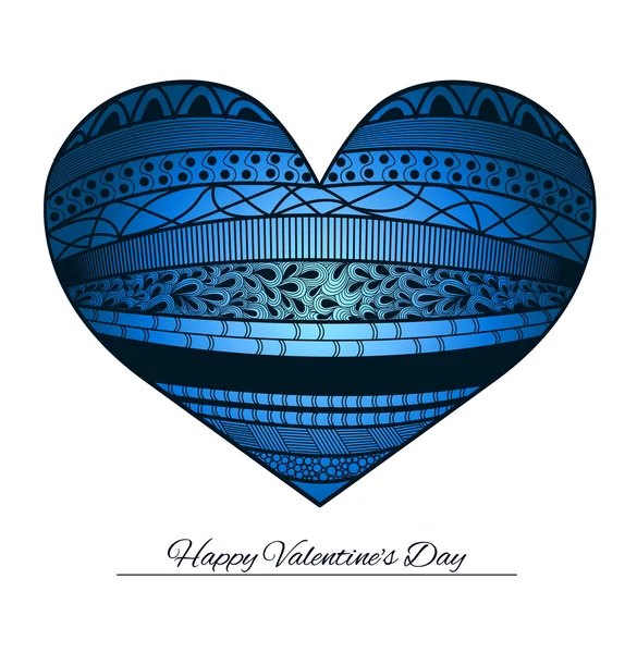 Vektor dekorative blaue abstrakte Herzen. Valentinstag-Grußkarte. — Stockvektor