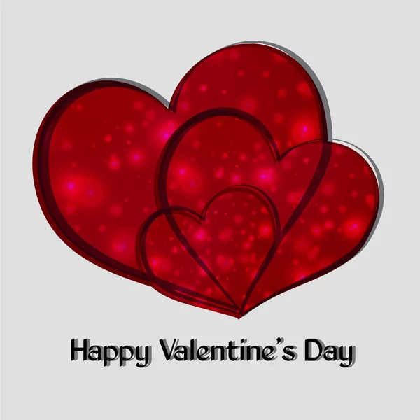Sevgililer günün kutlu olsun. Üç kırmızı kalp — Stok Vektör