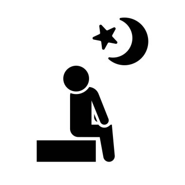 Oturup gökyüzü siluet ikonuna bakıyorum. Düzenlenebilir vektör.