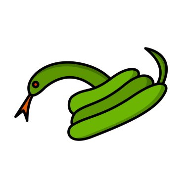 Düz dizayn yeşil yılan ikonu. Düzenlenebilir vektör.