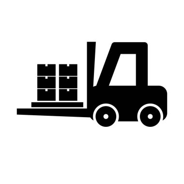 Forklift ve kargo silueti simgesi. Düzenlenebilir vektör.