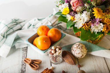 kahvaltılık tahıllar, tanımlama bilgileri, fındık, Kuru Meyve ve mandalina