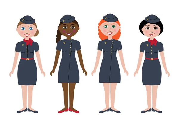 Hôtesses en uniforme . — Image vectorielle