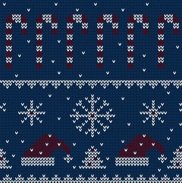 Рождественский вязаный синий фон . — стоковый вектор