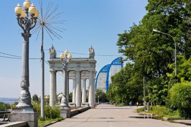 Central embankment of Volgograd clipart