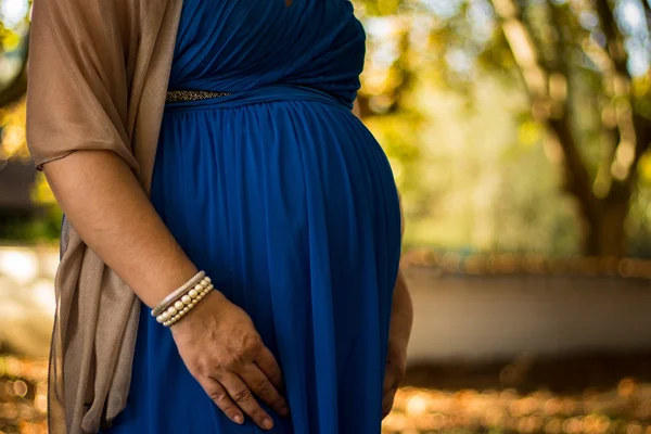 Zwanger in het park — Stockfoto