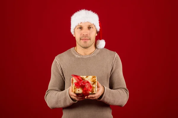 Christmas man with santa hat — Stock Photo, Image