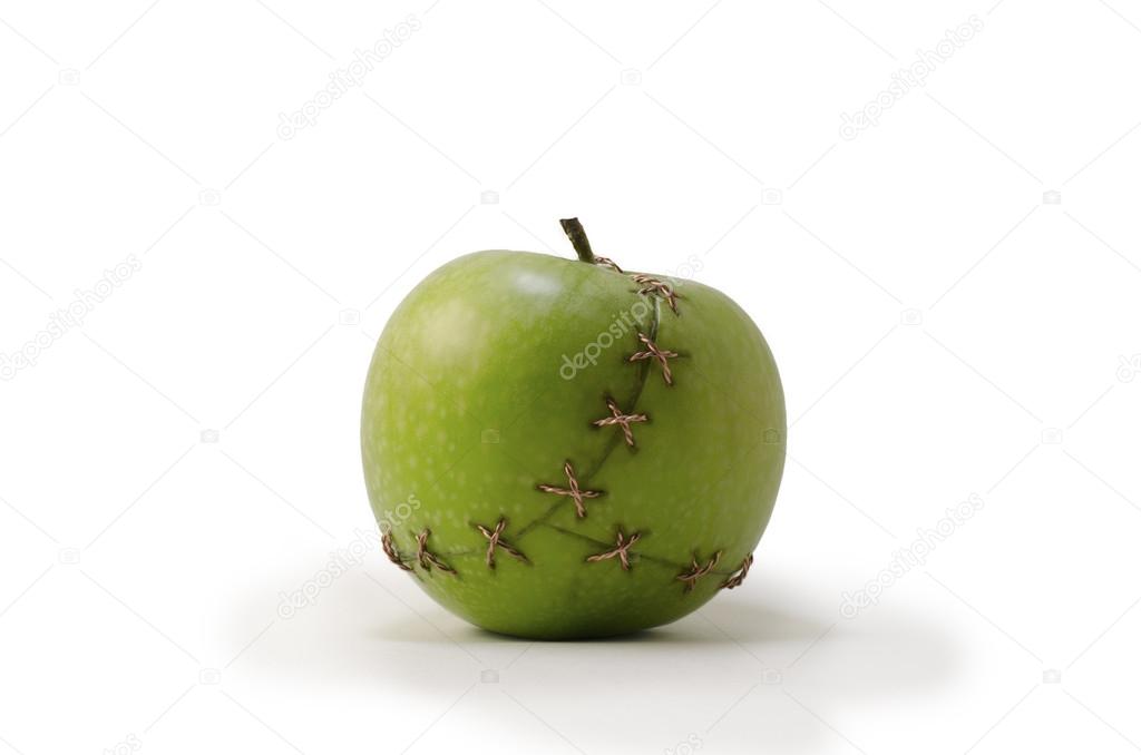 Green stichted apple