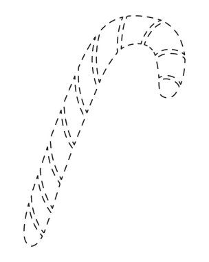 Yazma becerilerini geliştirmek için bir alıştırmanın izole edilmiş temsili. Anaokulu öğrencilerinin görevi bir Noel şekerinin izini sürmektir. Noel alıştırmaları..