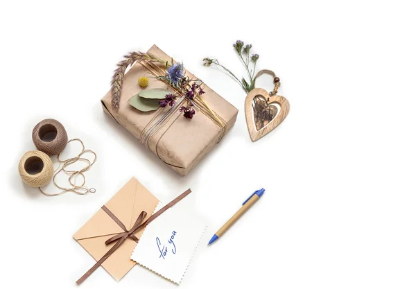 Beautiful handmade gift box (package) — Stock Photo, Image