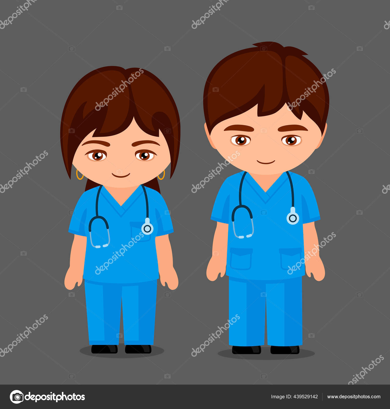 Médico Enfermeira Personagem De Desenho Animado Ilustração Plana