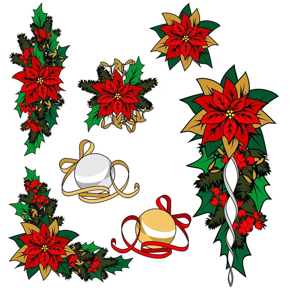 Noel görüntüleri koleksiyonu. Noel dekorasyon, çiçek, süs eşyaları.