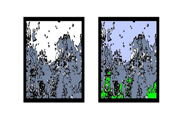 Vektör çizim soyut. Tsunami, çığ düşen kayalar, doğanın gücü.