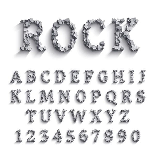 Realisitc font made of rocks — Stock Vector