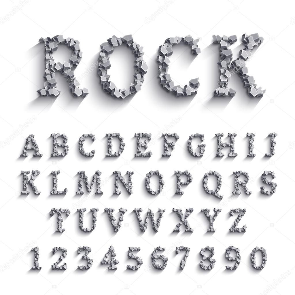 Realisitc font made of rocks