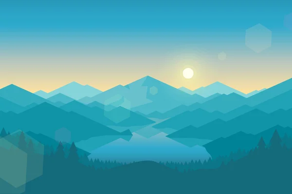 Mountain and forrest landscape — Stock Vector