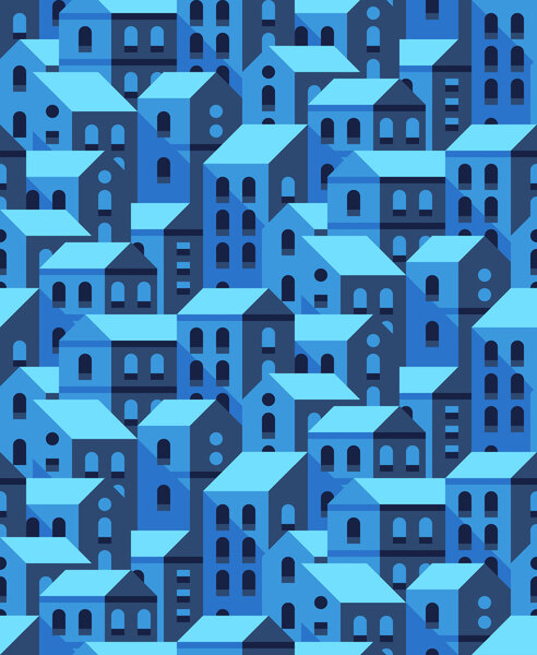 seamless pattern with flat style houses