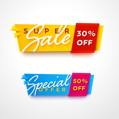  bright plastic banner for online store. clipart