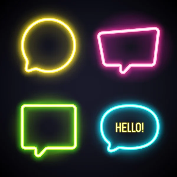 Light tube chat bubbles. Glowing signs. — Stock Vector