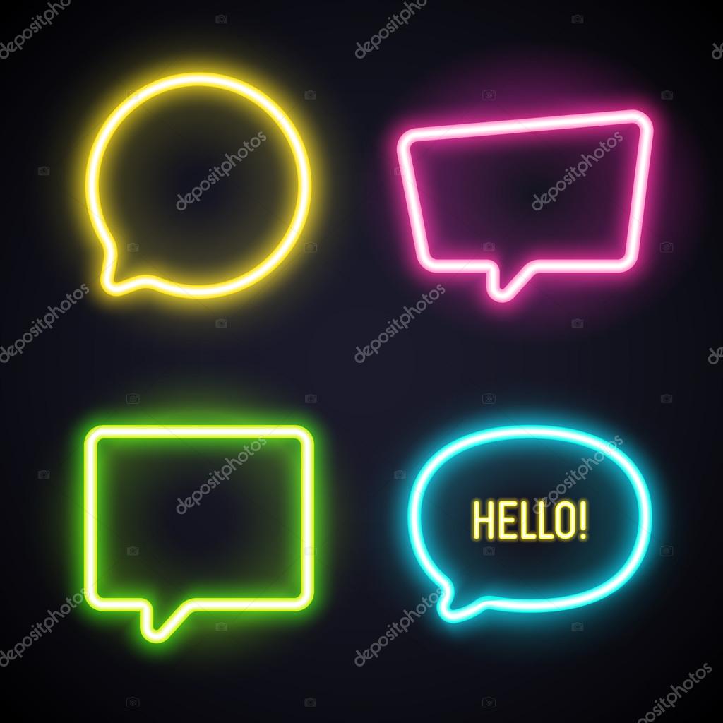 Light Tube Chat Bubbles Glowing Signs Stock Vector Image By C Garybaldi