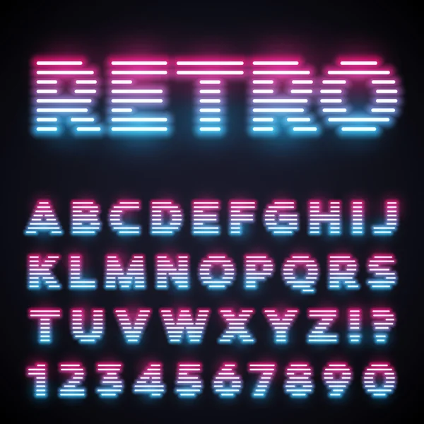 Zářící neon trubice písmo. Retro textový efekt. — Stockový vektor