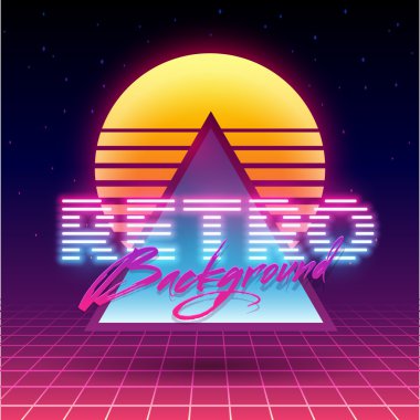 Retro futuristik arka plan 1980'lerin tarzı