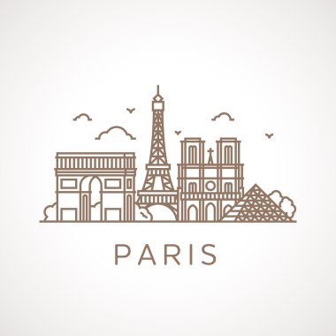 Paris Trendy hat illüstrasyon farklı ünlü binalar ve ilgi duyulan yerler.