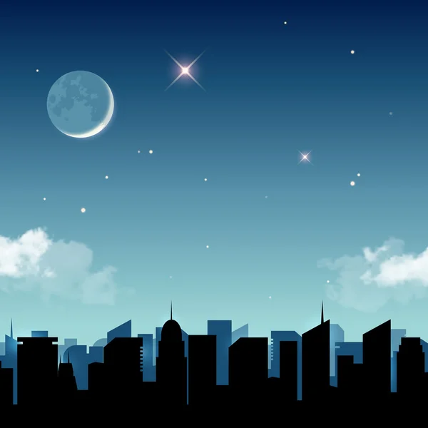 Noche estrellada en la ciudad — Vector de stock