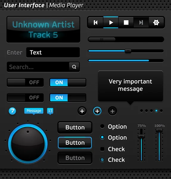 Leitor de multimédia interface —  Vetores de Stock