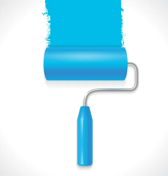 Rodillo de pintura azul — Vector de stock