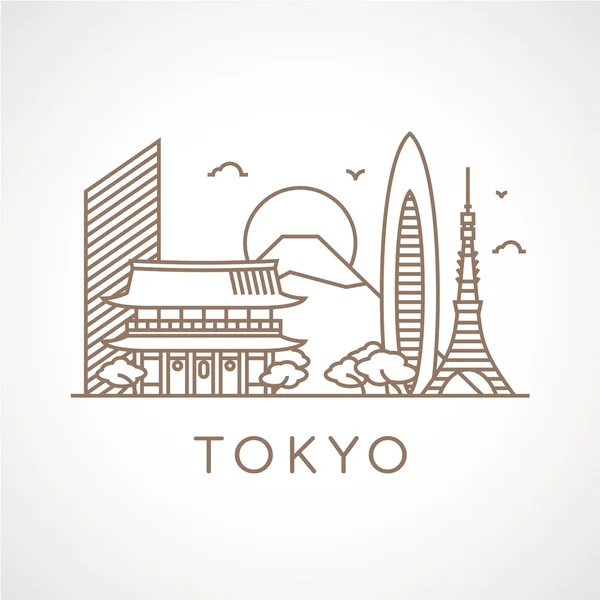 Tokyo with famous buildings and places — Stock Vector