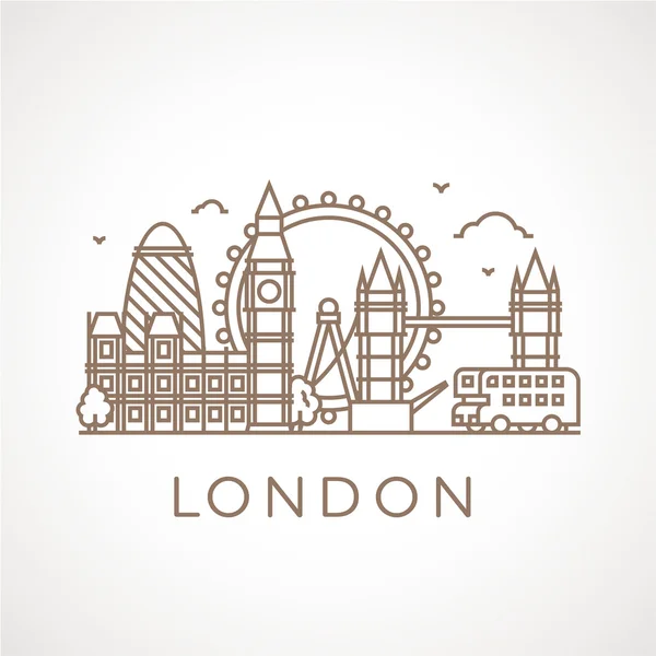 London with famous buildings and places — Stock Vector