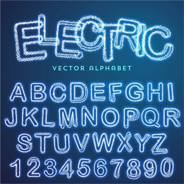 Blauwe elektrische alfabet — Stockvector