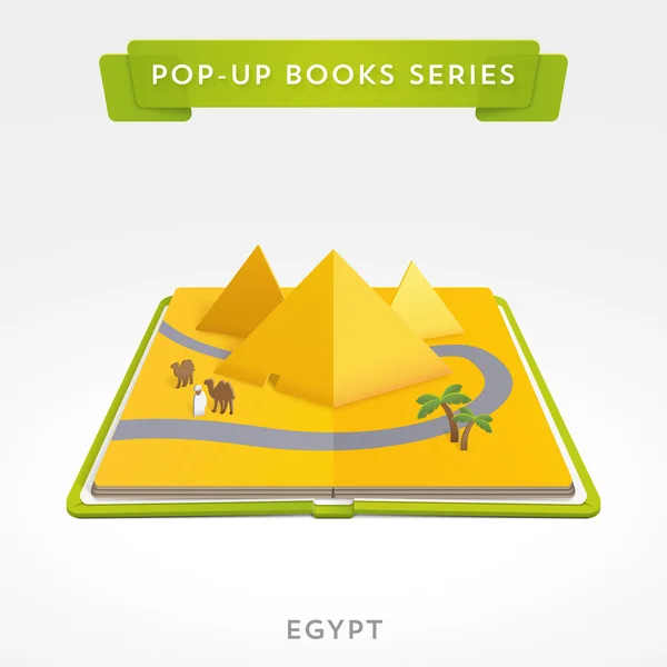 Livro pop-up com pirâmides de egito — Vetor de Stock