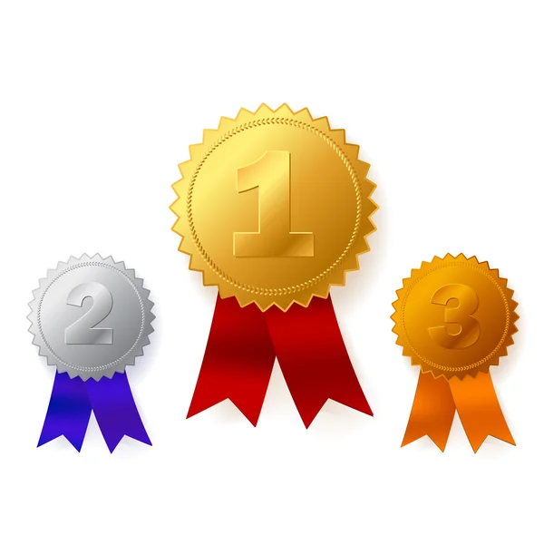 Prêmios de ouro, prata e bronze —  Vetores de Stock