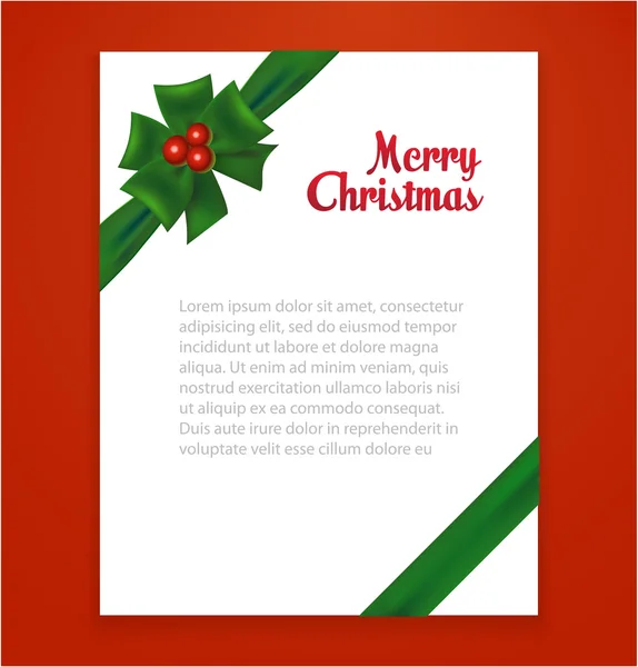 Cartão de Natal com arco verde —  Vetores de Stock