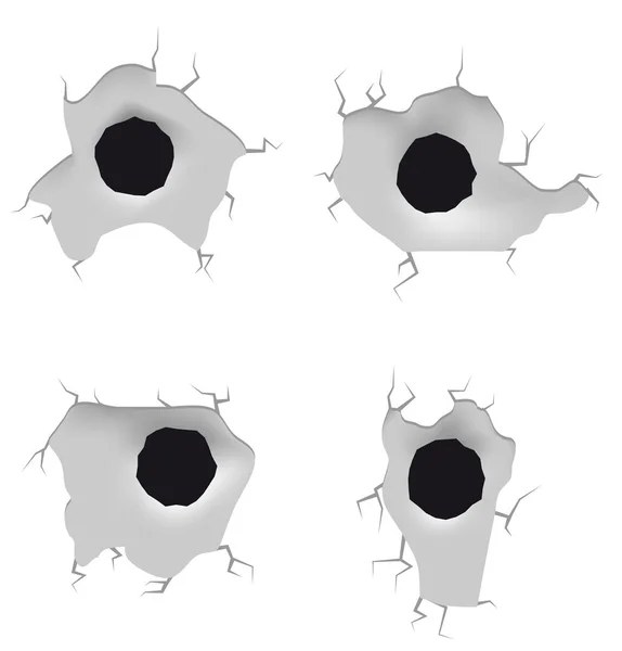 Four bullet holes — Stock Vector