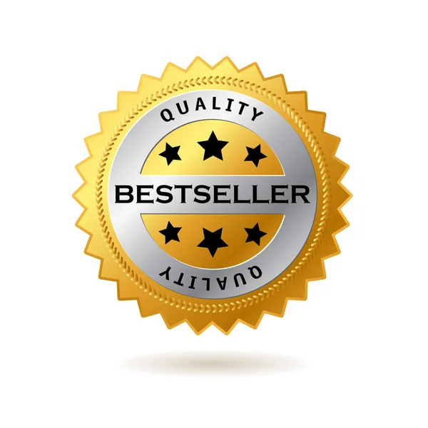 Bestseller gouden label — Stockvector