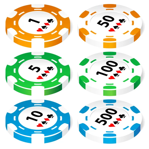 Glanzende pokerfiches — Stockvector