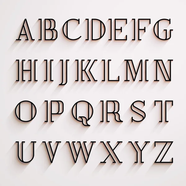 Latinska alfabetet med skugga — Stock vektor