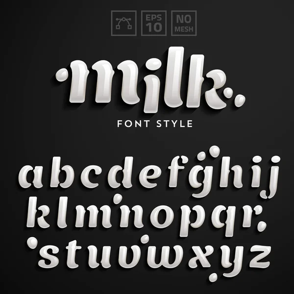 Latin alphabet made of milk — Stock Vector