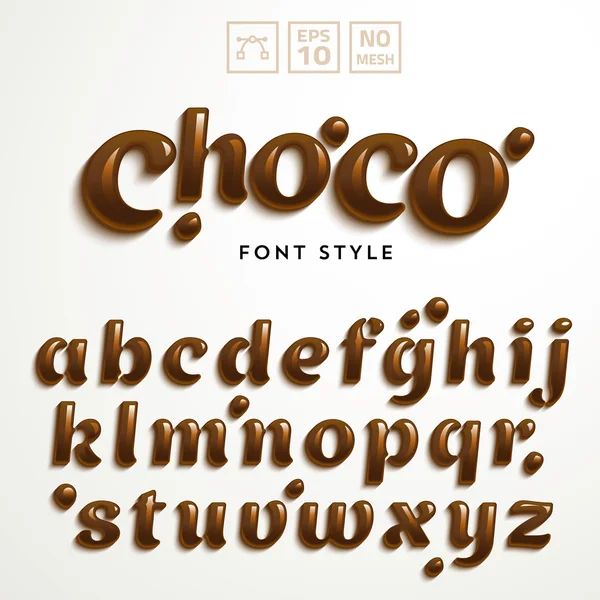 Alfabeto latino hecho de chocolate — Vector de stock